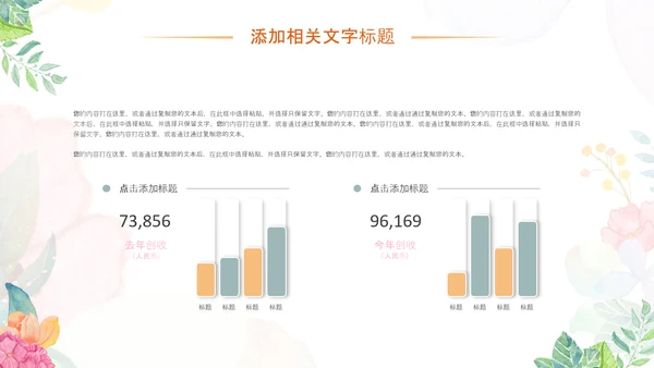 小清新时尚文艺韩范手绘花卉ppt动态模板