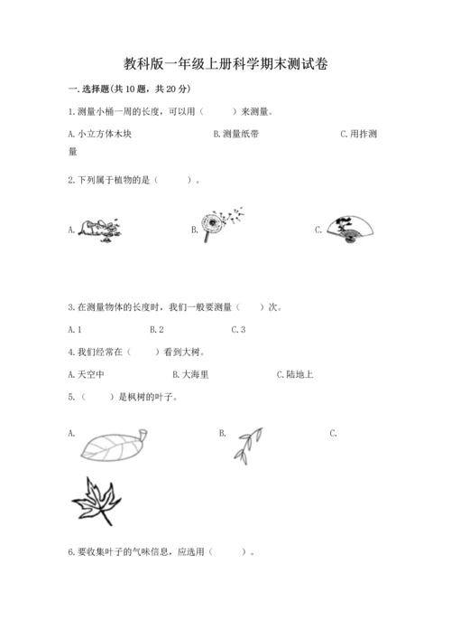 教科版一年级上册科学期末测试卷带答案（实用）.docx