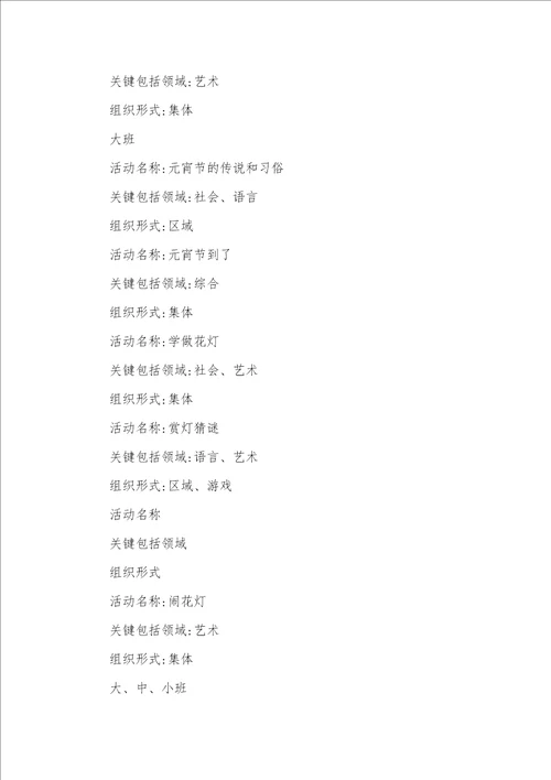 幼儿园专题元宵节活动方案元宵节活动方案幼儿园大班