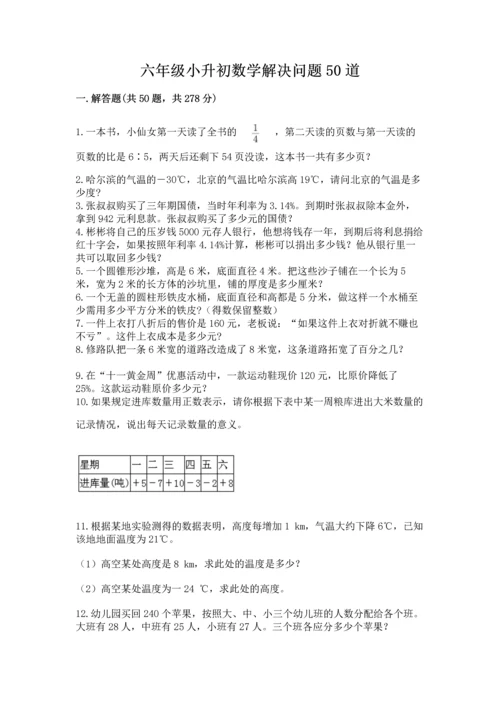 六年级小升初数学解决问题50道（全国通用）word版.docx