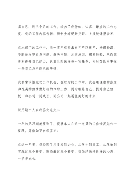 试用期个人自我鉴定五篇范文.docx