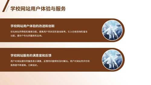 棕色商务风学校网站管理成果汇报PPT模板