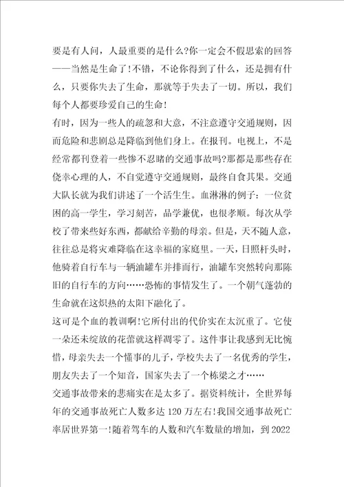 描写交通安全伴我行满分作文