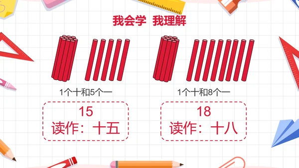 人教版一年级数学11-20各数的认识课件PPT模板
