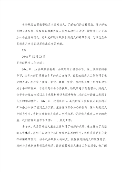 县残联协会工作计划