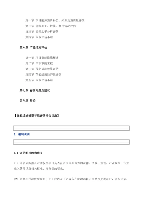 微孔过滤板型项目节能评估报告模板.docx