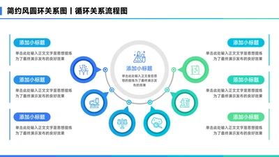 蓝色简约风项半圆环总分关系图PPT