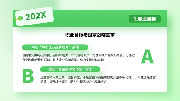 绿色通用版大学生职业生涯规划职业生涯展示PPT模版
