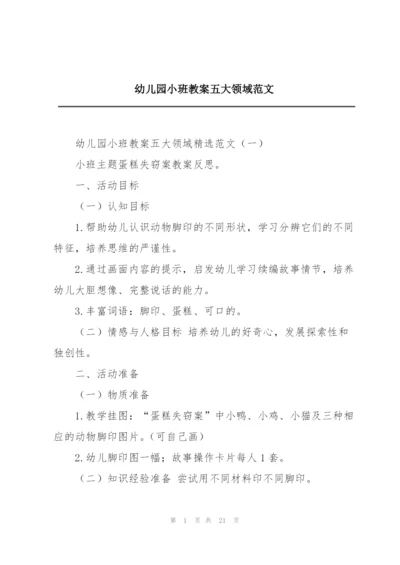 幼儿园小班教案五大领域范文.docx