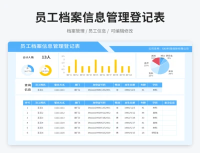 员工档案信息管理登记表