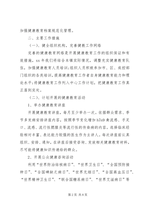 最新卫生院健康教育的工作计划范文.docx