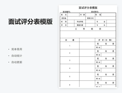 面试评分表模版