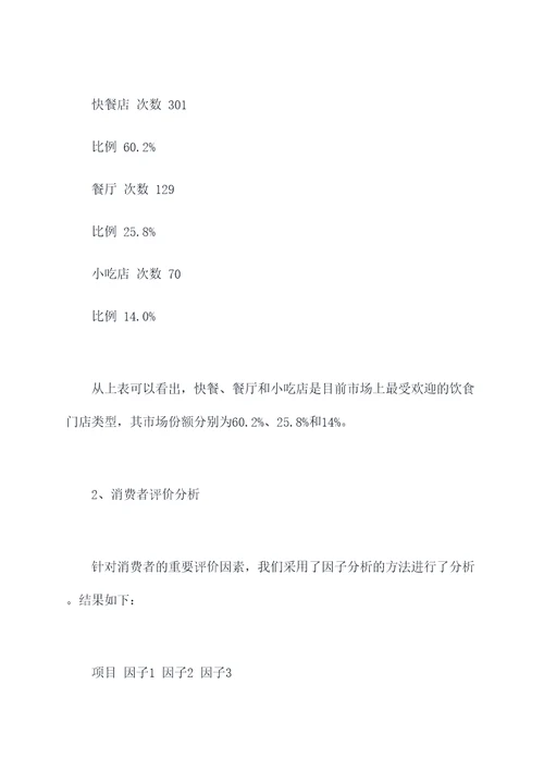 饮食门店调研报告