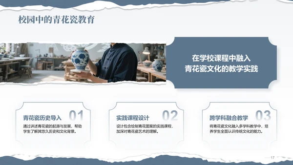 蓝灰色国风非遗传承的当代表达PPT模板