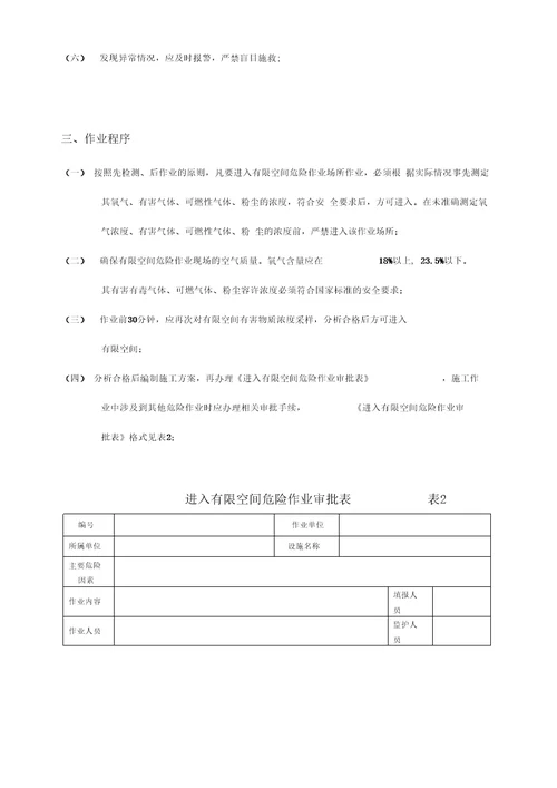 有限空间作业施工组织方案