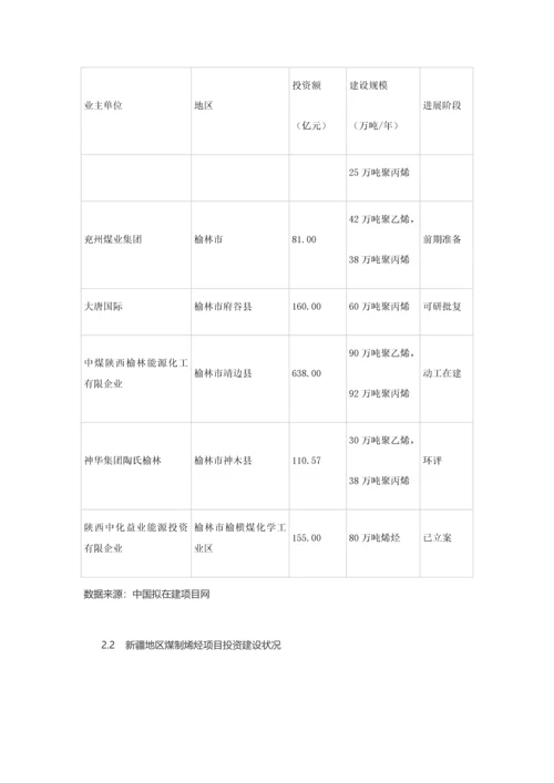 西北地区煤制烯烃项目投资建设情况.docx