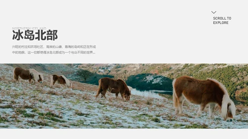 冰岛景点介绍山脉极光旅游主题通用PPT模板