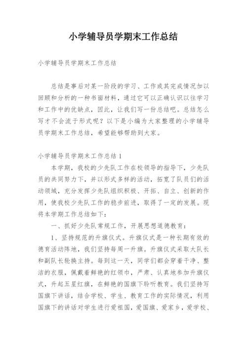 小学辅导员学期末工作总结.docx