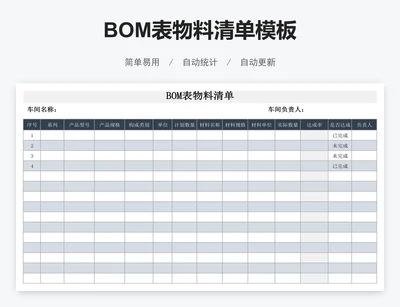 BOM表物料清单模板
