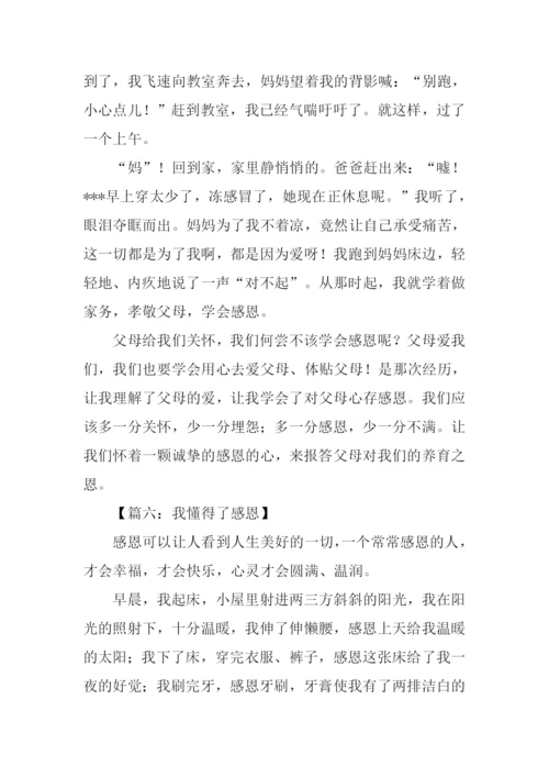 作文我懂得了感恩.docx