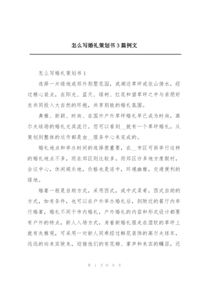 怎么写婚礼策划书3篇例文.docx