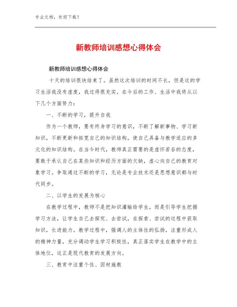 2024年新教师培训感想心得体会范文9篇文档选编.docx