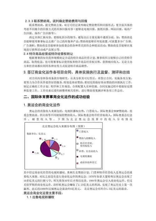 体育赛事商业化运营的研究