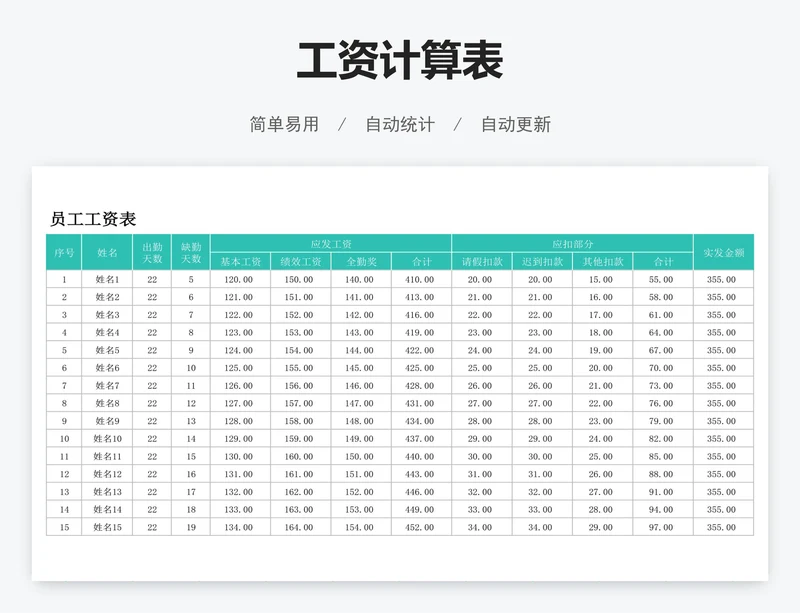 工资计算表