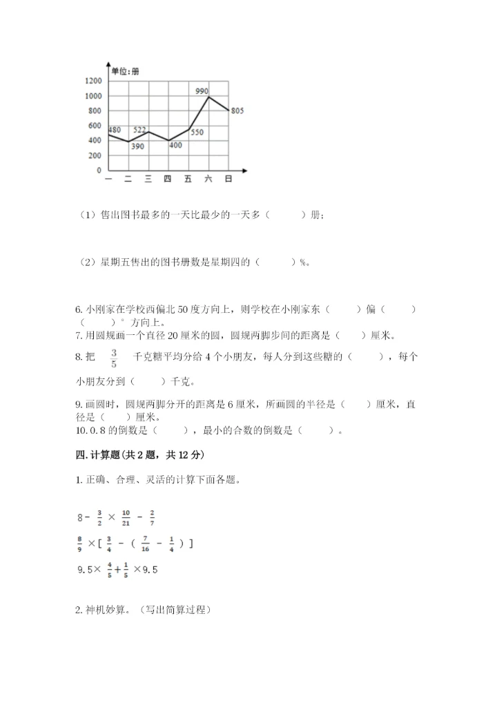 人教版六年级上册数学期末测试卷精品【网校专用】.docx