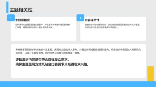 蓝色商务风英语演讲比赛评分标准解析PPT模板