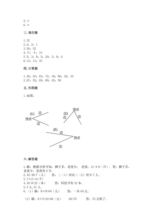 人教版二年级上册数学期末测试卷含答案【突破训练】.docx