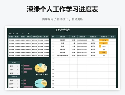 深绿个人工作学习进度表