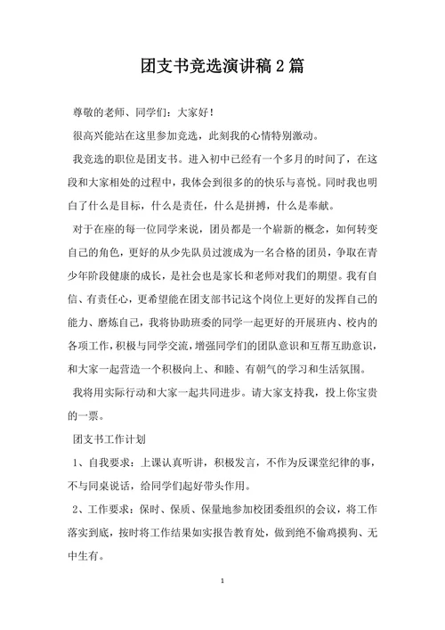 团支书竞选演讲稿实用