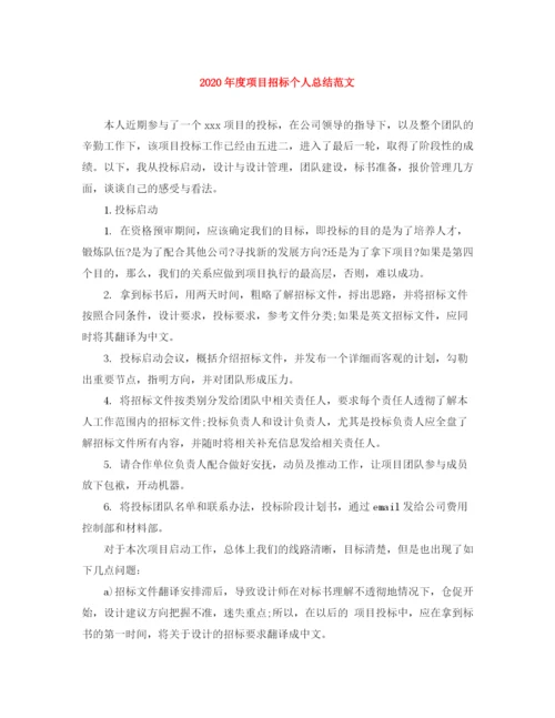 精编之年度项目招标个人总结范文.docx