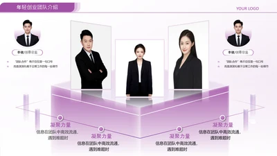 紫色渐变风公司团队介绍多人介绍页