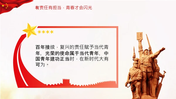 青年观团委共青团成立100周年讲话PPT模板