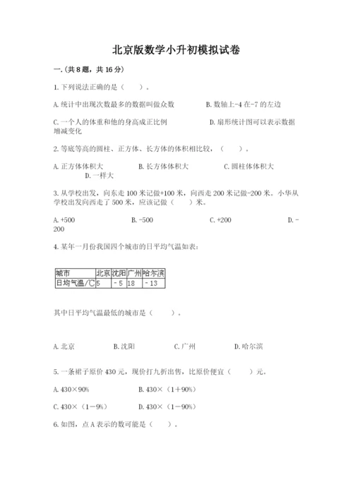 北京版数学小升初模拟试卷精品【名师推荐】.docx