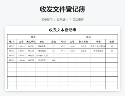 收发文件登记簿