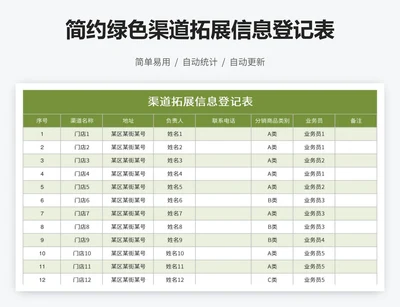 简约绿色渠道拓展信息登记表