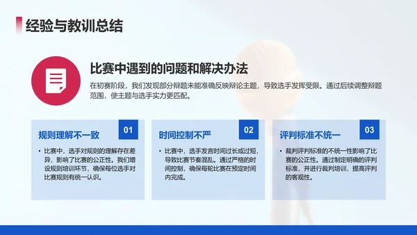 蓝色商务风辩论比赛组织与管理技巧PPT模板