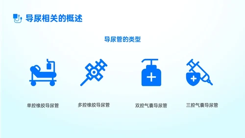 蓝色简约形状导尿相关知识培训PPT课件护理医疗