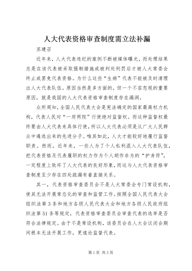 人大代表资格审查制度需立法补漏.docx