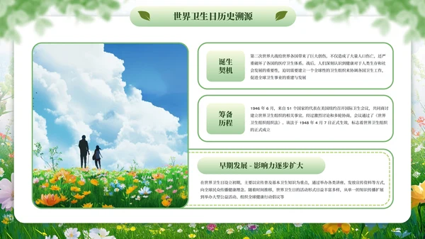 绿色清新全国爱卫生日健康教育宣传PPT模板