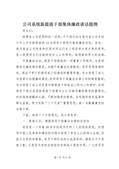 公司系统新提拔干部集体廉政谈话提纲.docx