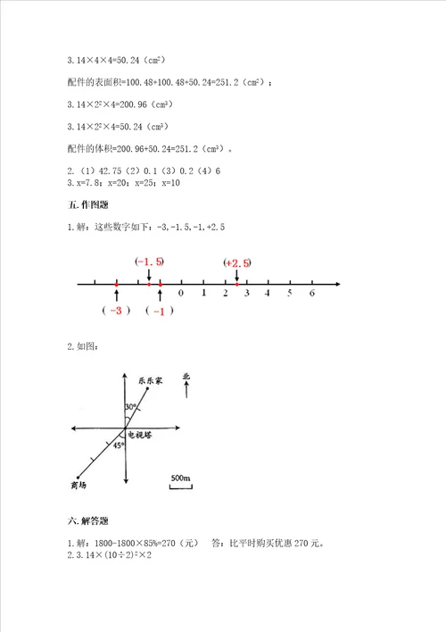 小学数学六年级下册期末测试卷及答案网校专用