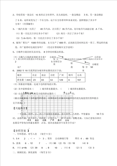 江苏省小学数学四年级下册期末试卷