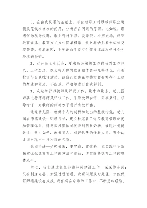 幼儿园大班第二学期师德师风工作总结.docx