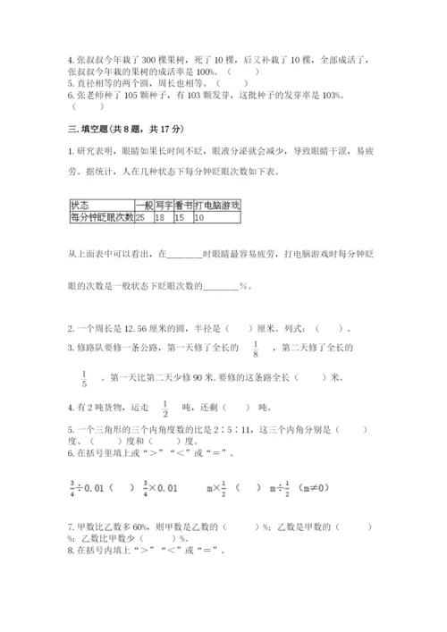 人教版小学六年级上册数学期末测试卷精品【黄金题型】.docx