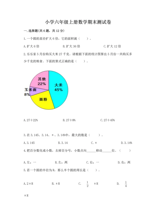 小学六年级上册数学期末测试卷及参考答案【达标题】.docx