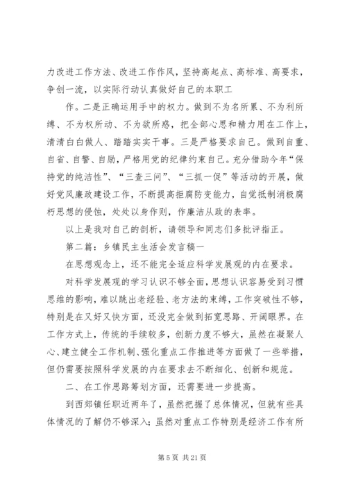 乡镇民主生活会讲话稿.docx